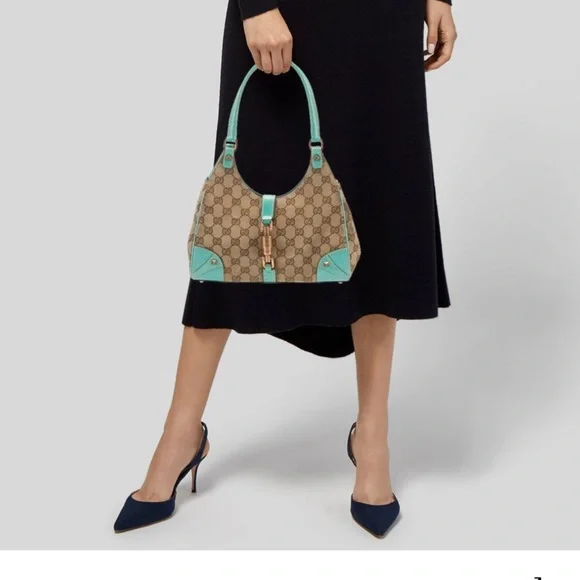 Gucci GG Jackie Brown and Blue Women's Hobo Bag - Picture 1 of 6